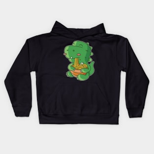 t-rex-dinosaur-eating-ramen Kids Hoodie